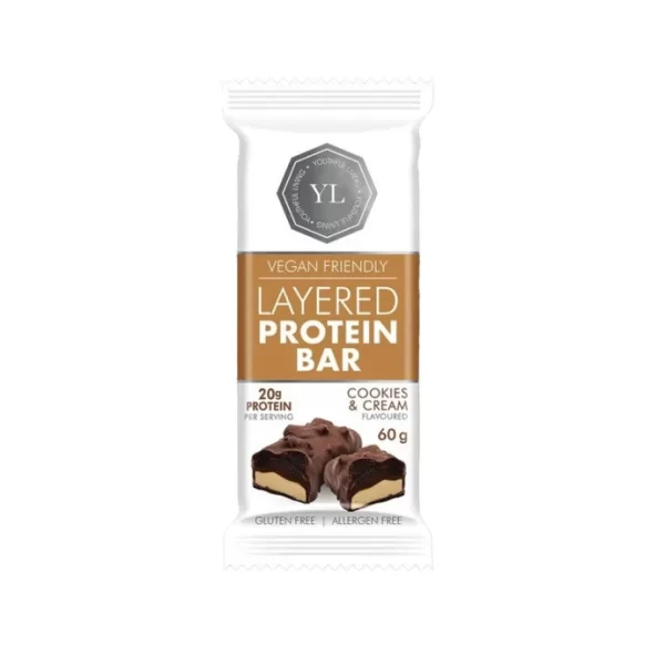 Youthful Living Cookies & Cream Protein Layered bar 60g