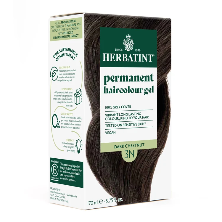 Herbatint Permanent haircolour gel 3N Dark Chestnut, 170 ml
